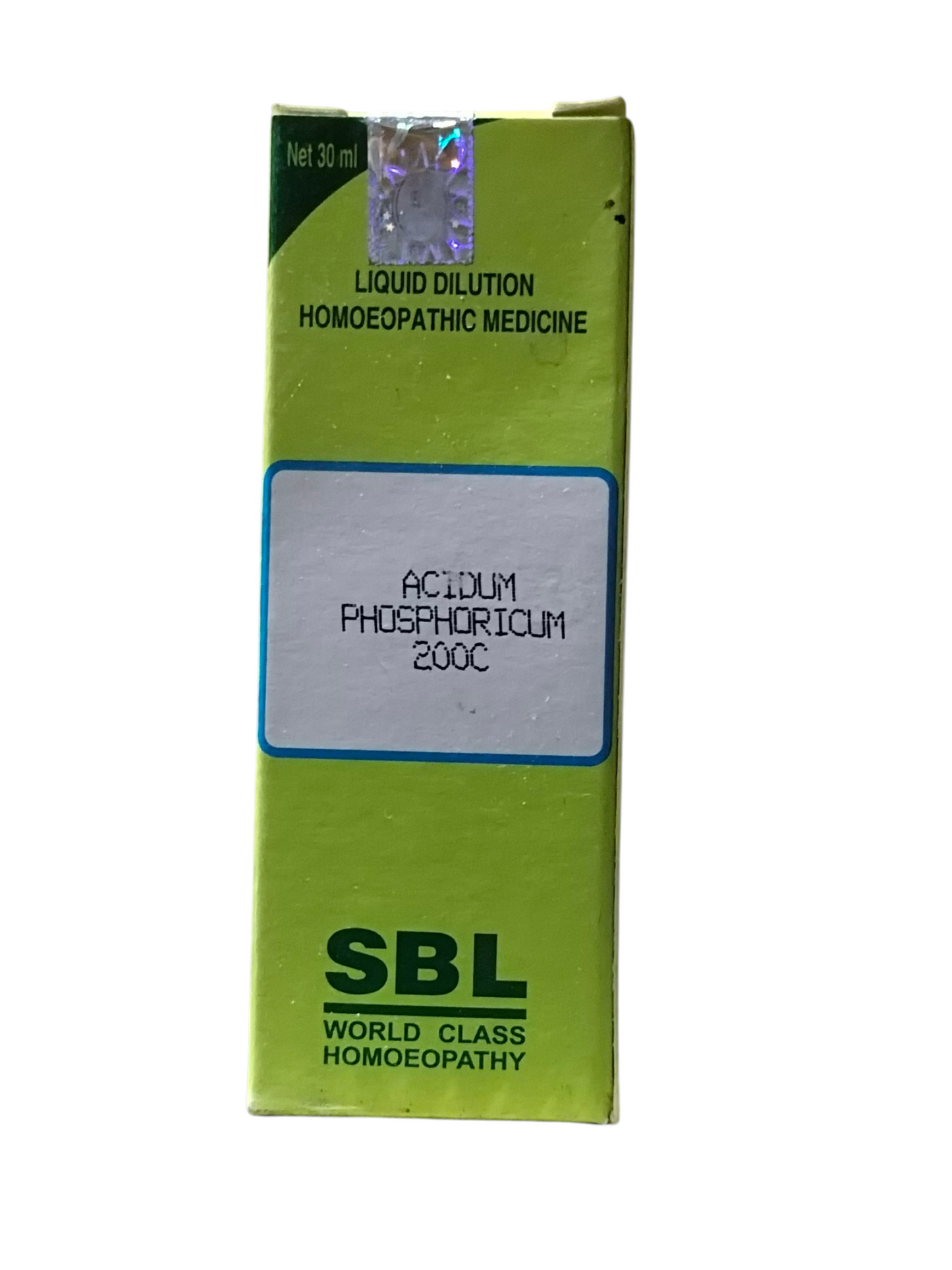 SBL Acidum Phosphoricum 200C homeopathic medicine packaging on a white background