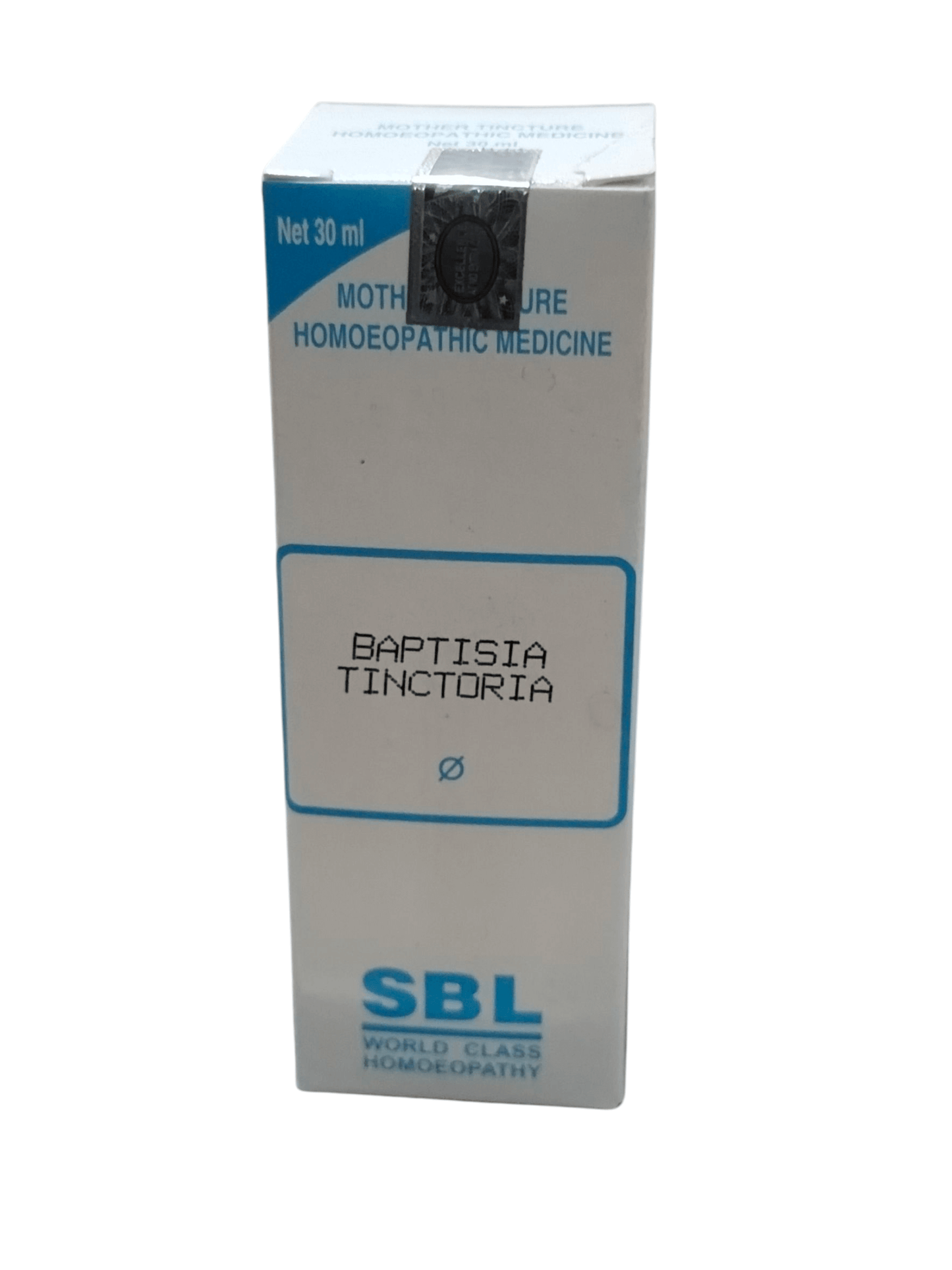 SBL Baptisia Tinctoria homeopathic medicine box on a white background