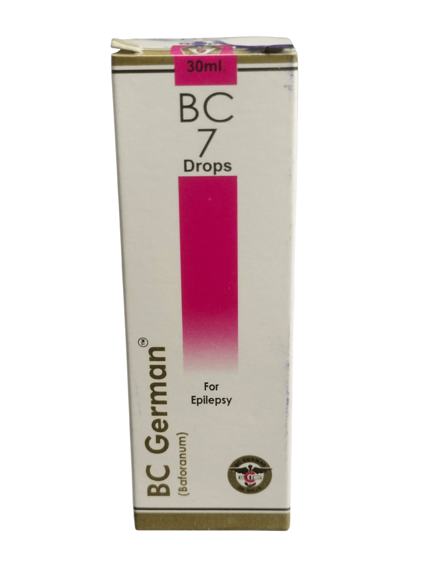 Box of BC German BC 7 Drops for Epilepsy on a white background