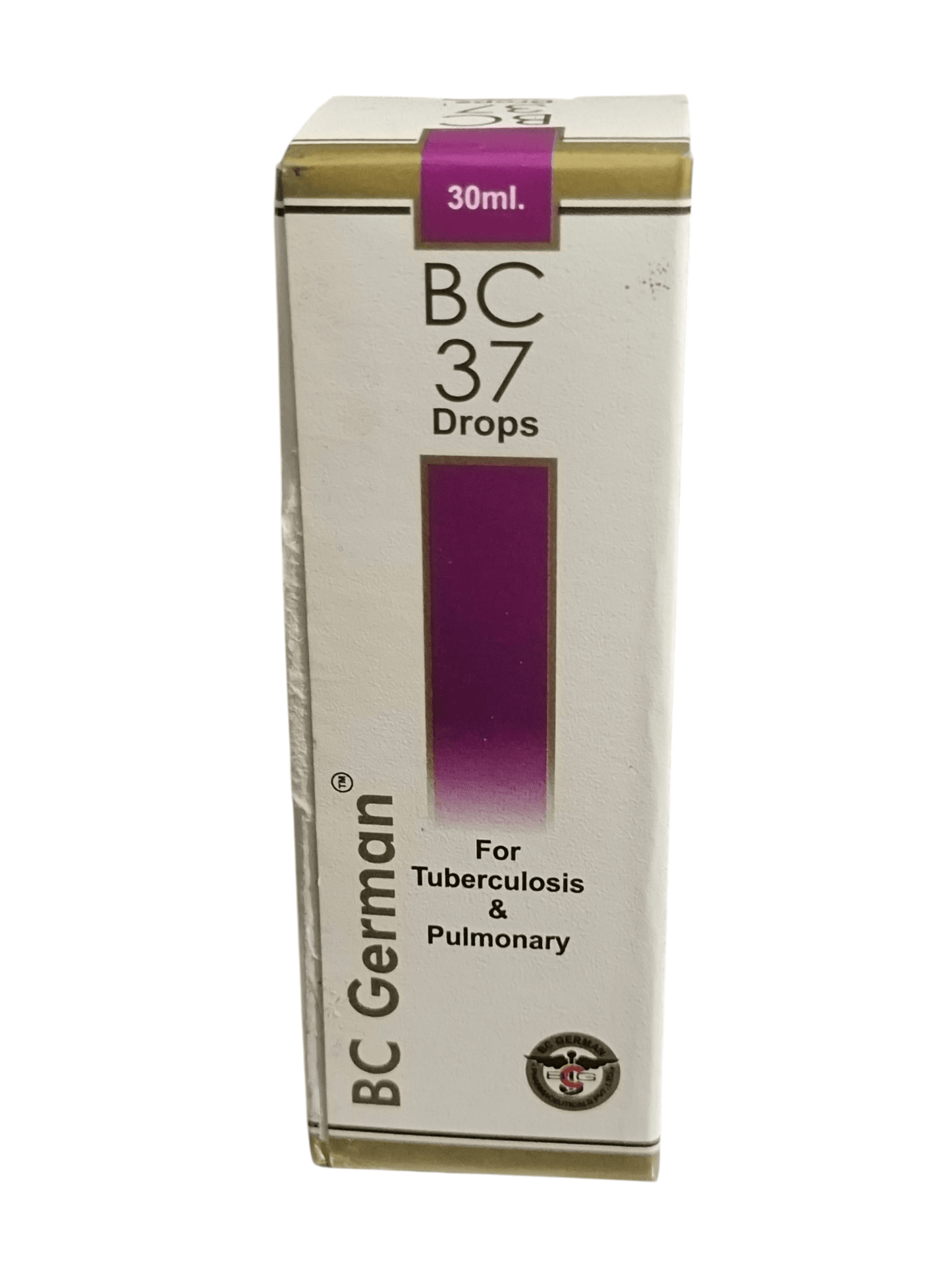 Box of BC 37 Drops for Tuberculosis and Pulmonary by BC German on a white background