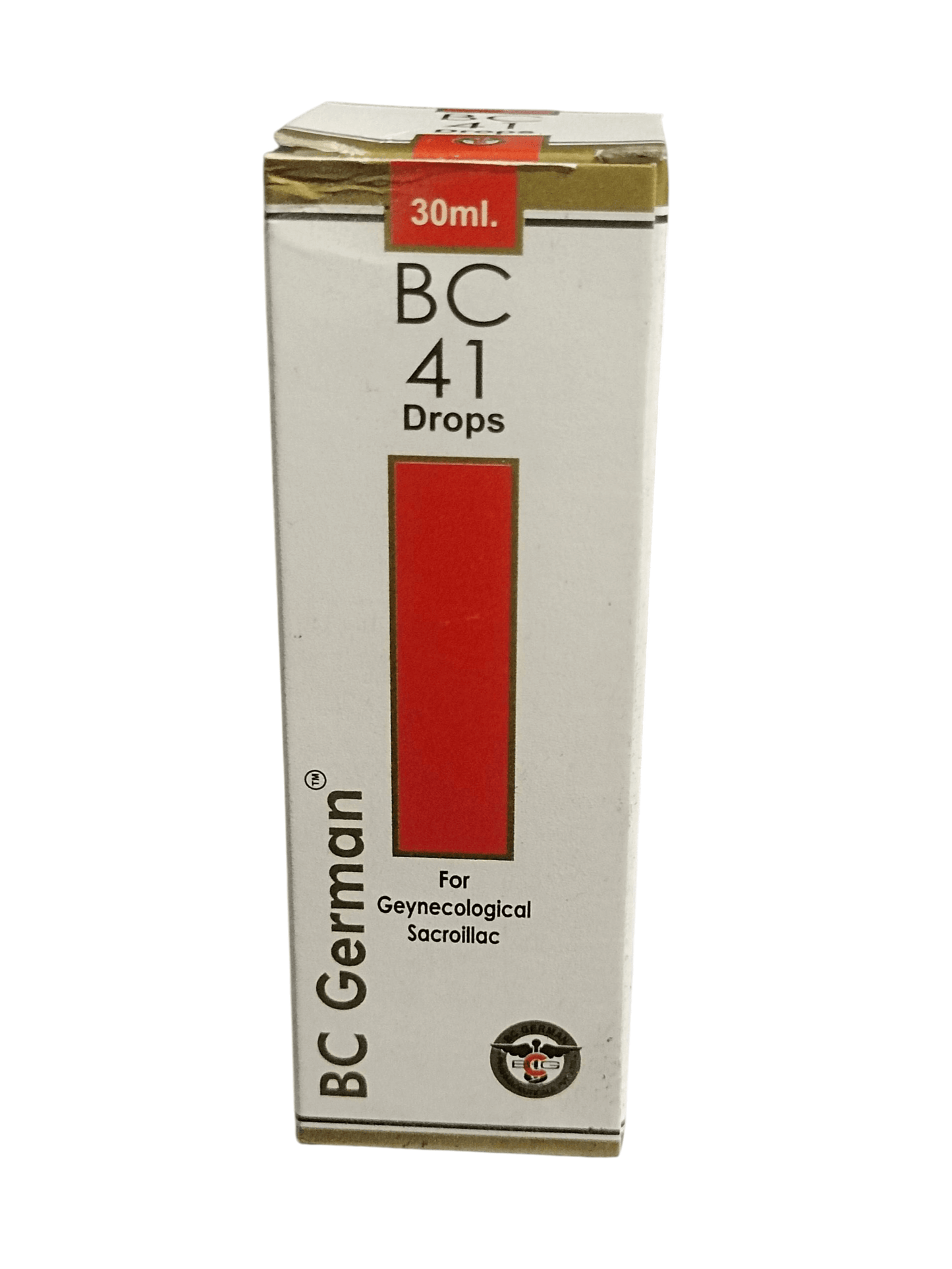 Box of BC German BC 41 Drops on a white background