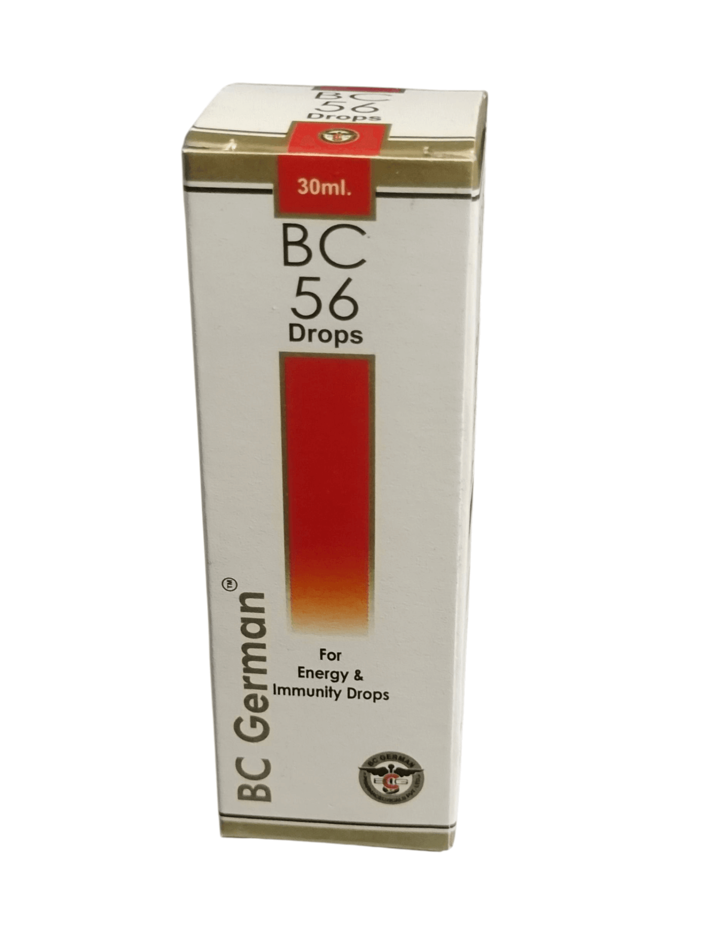 Box of BC German BC 56 Drops on a white background