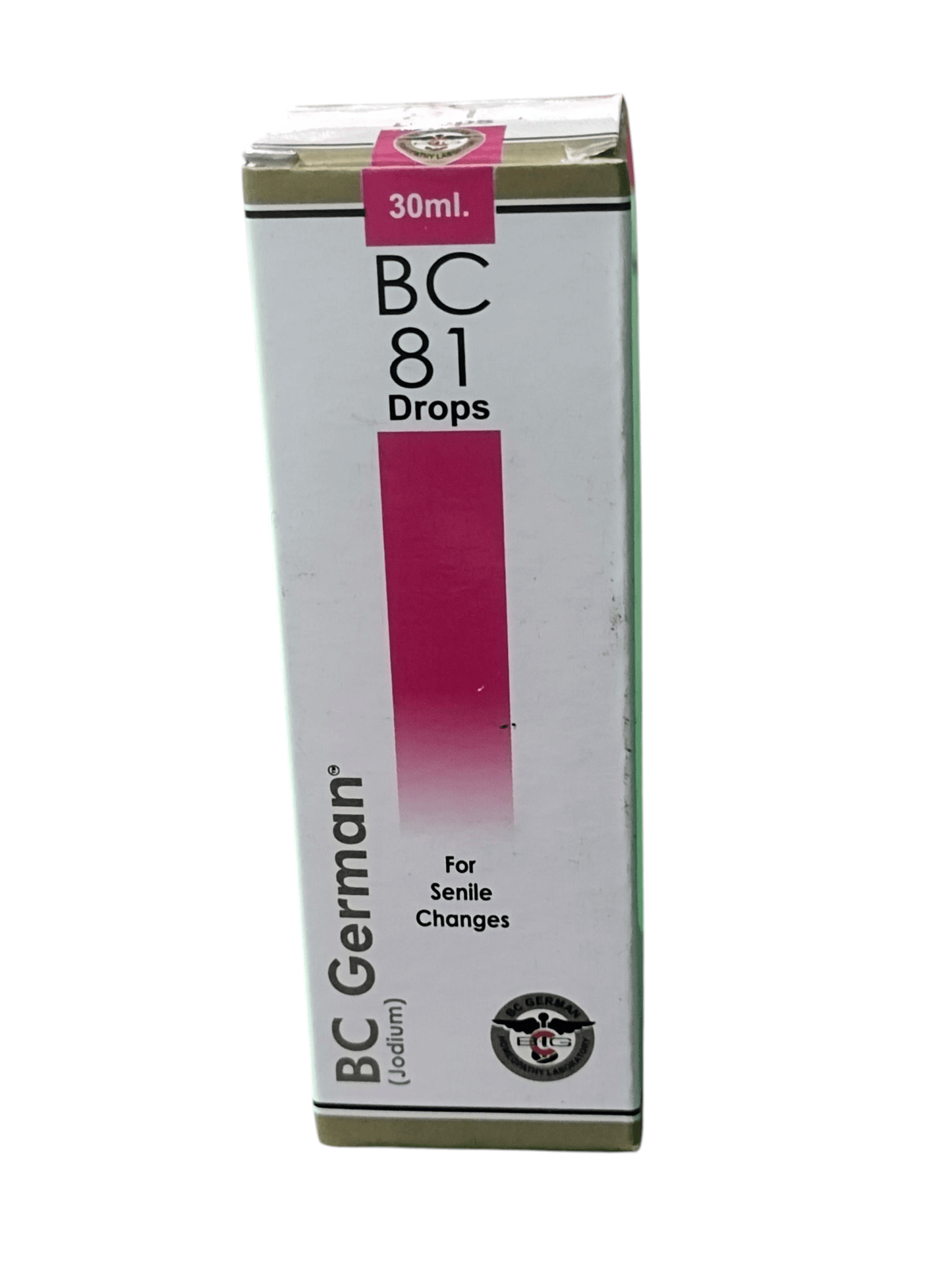Box of BC German BC 81 Drops on a white background