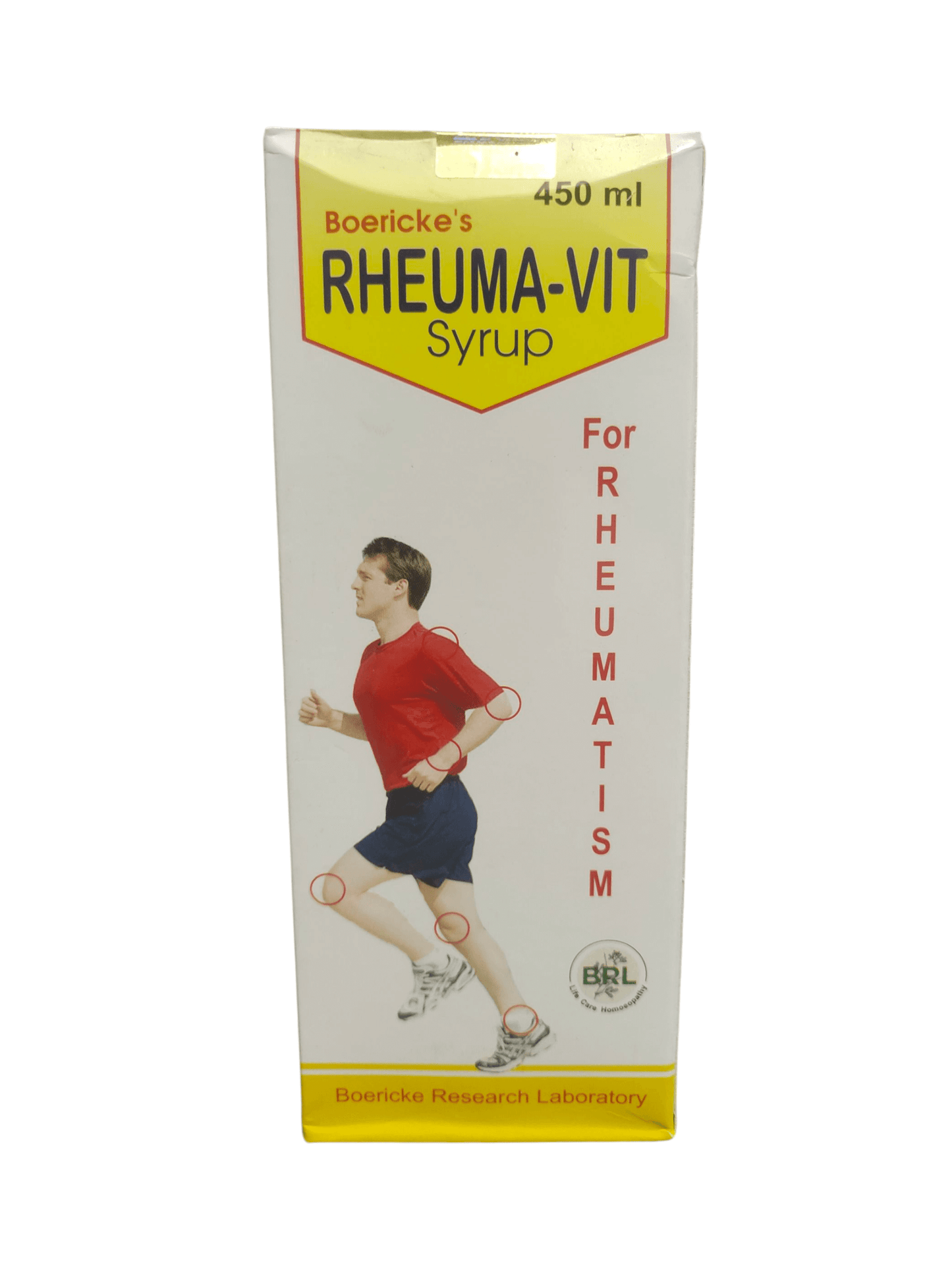 BRL RHEUMA-VIT SYRUP HOMEOPATHIC MEDICINE 450ML packaging for joint pain relief