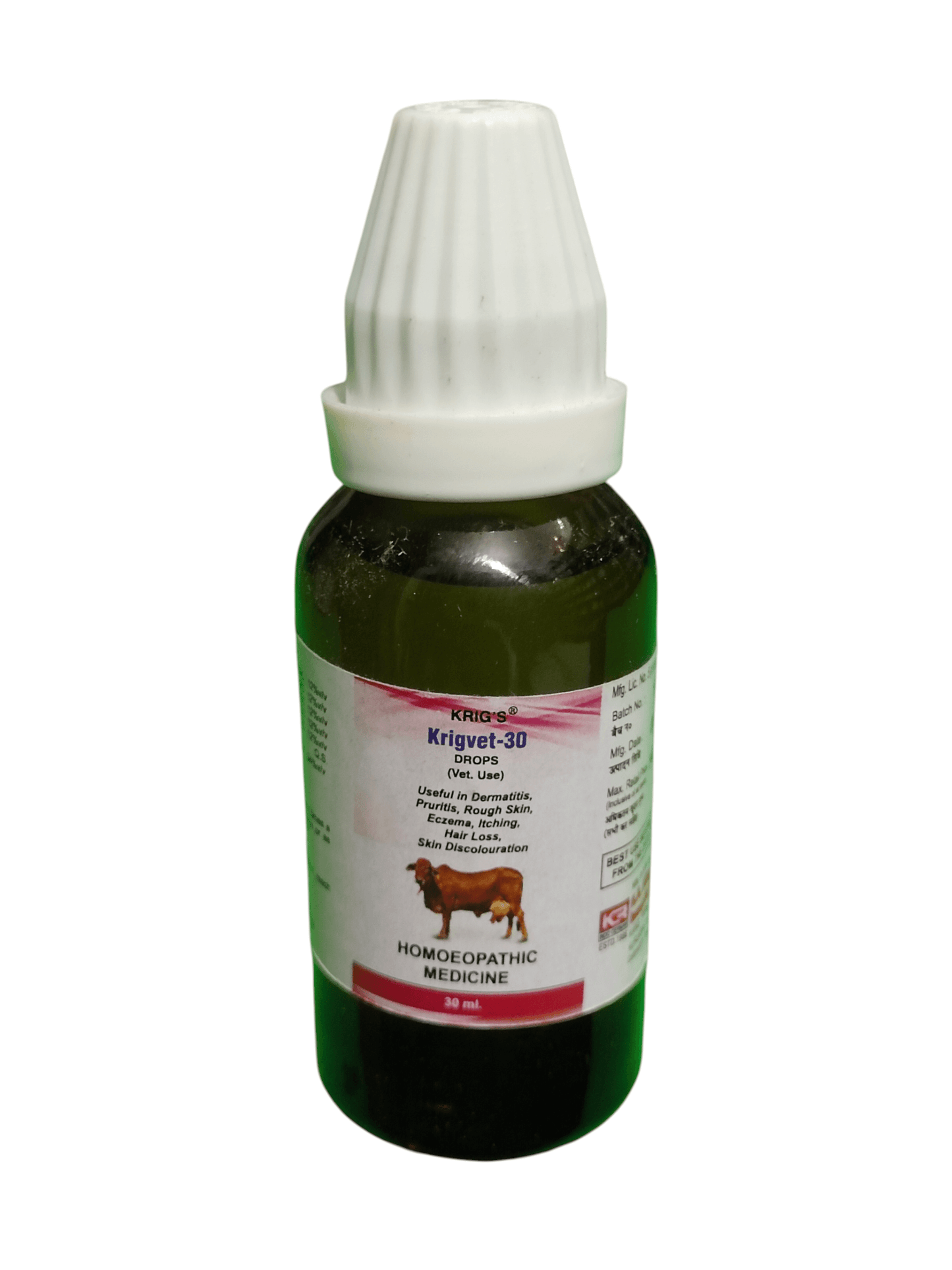 KRIG'S KRIGVET-30 DROPS VET USE HOMEOPATHIC MEDICINE 30ML.
