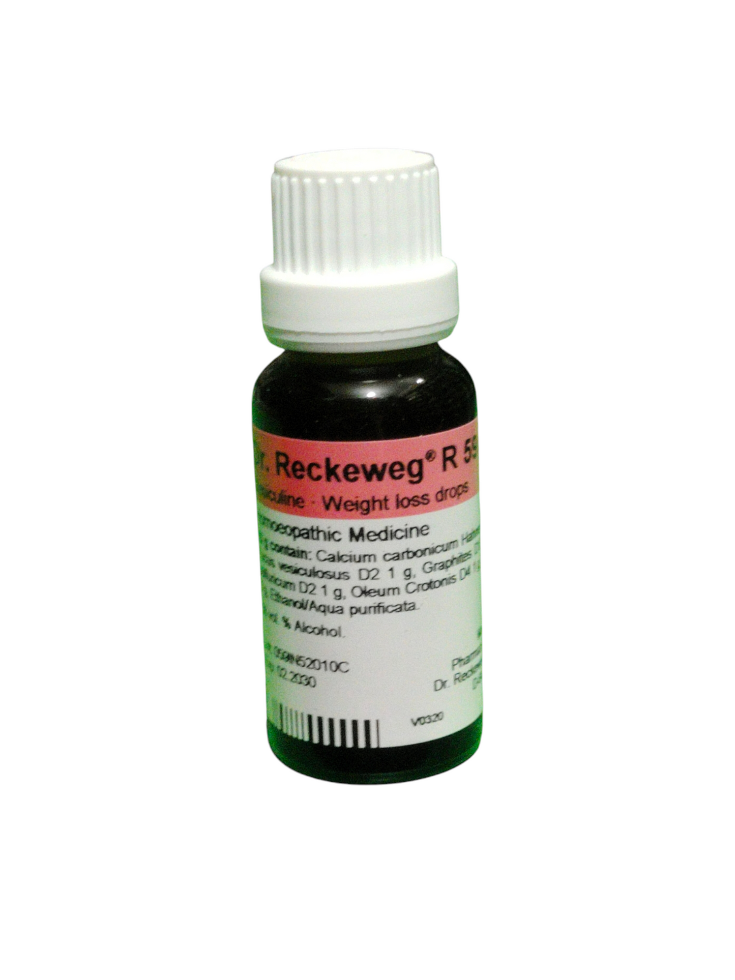 Bottle of Reckeweg R59 on a white background