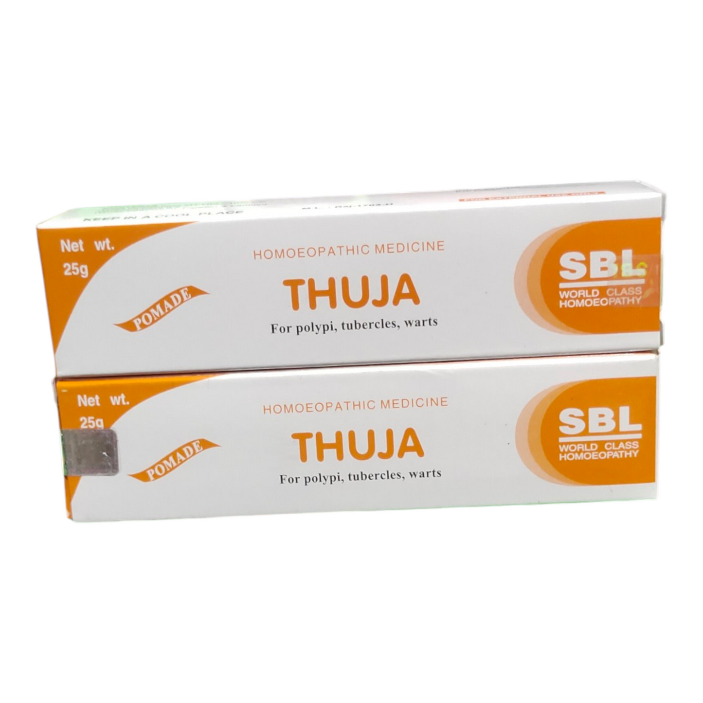 Two boxes of SBL Thuja pomade on a white background