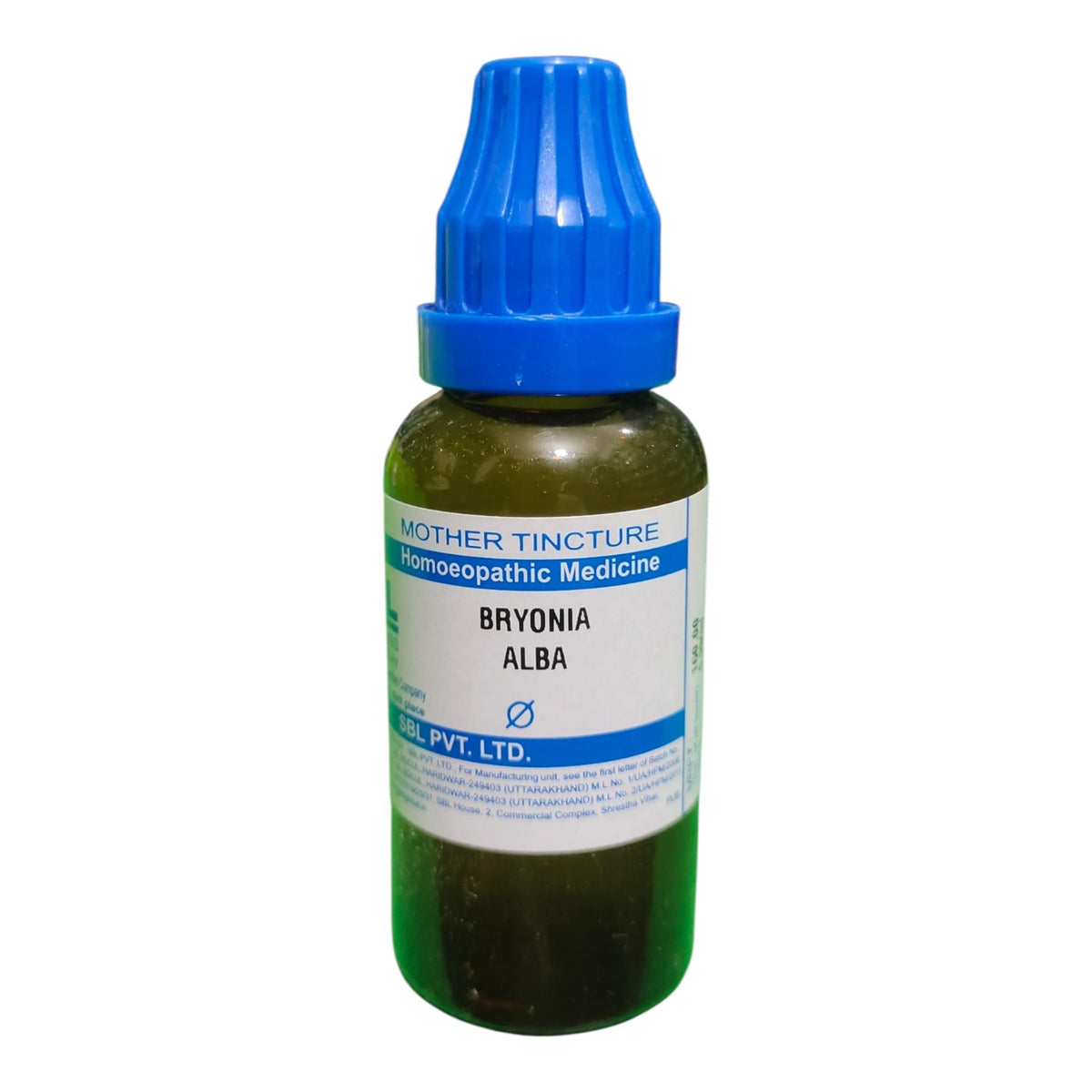 A bottle of Bryonia Alba Mother Tincture homeopathic medicine by B.P.