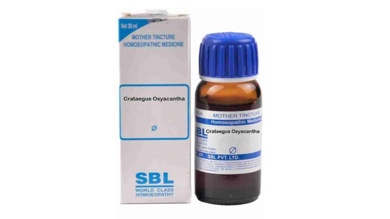 SBL Crataegus Oxycantha homeopathic medicine bottle and packaging on a white background