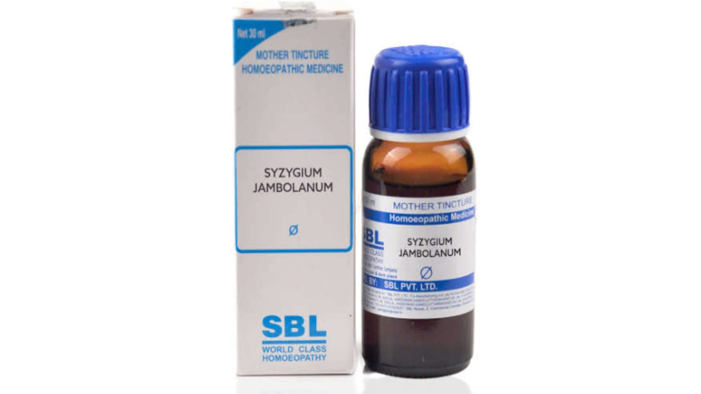 Syzygium Jambolanum homeopathic medicine bottle and packaging for diabetes treatment