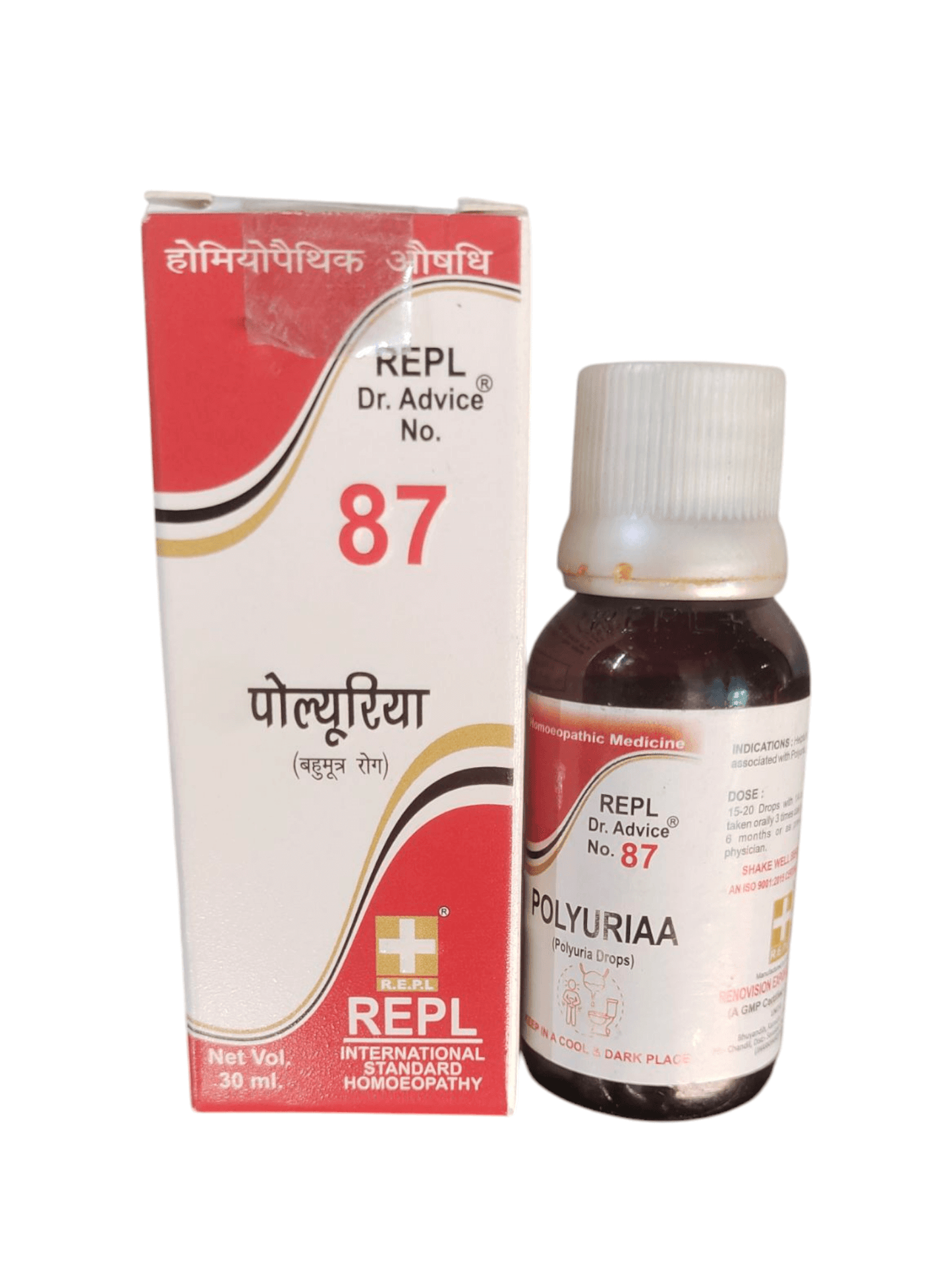 REPL Dr. Advice No. 87 Polyuria Homeopathic Medicine 30ml for frequent urination, excessive urine flow, and bladder weakness support.