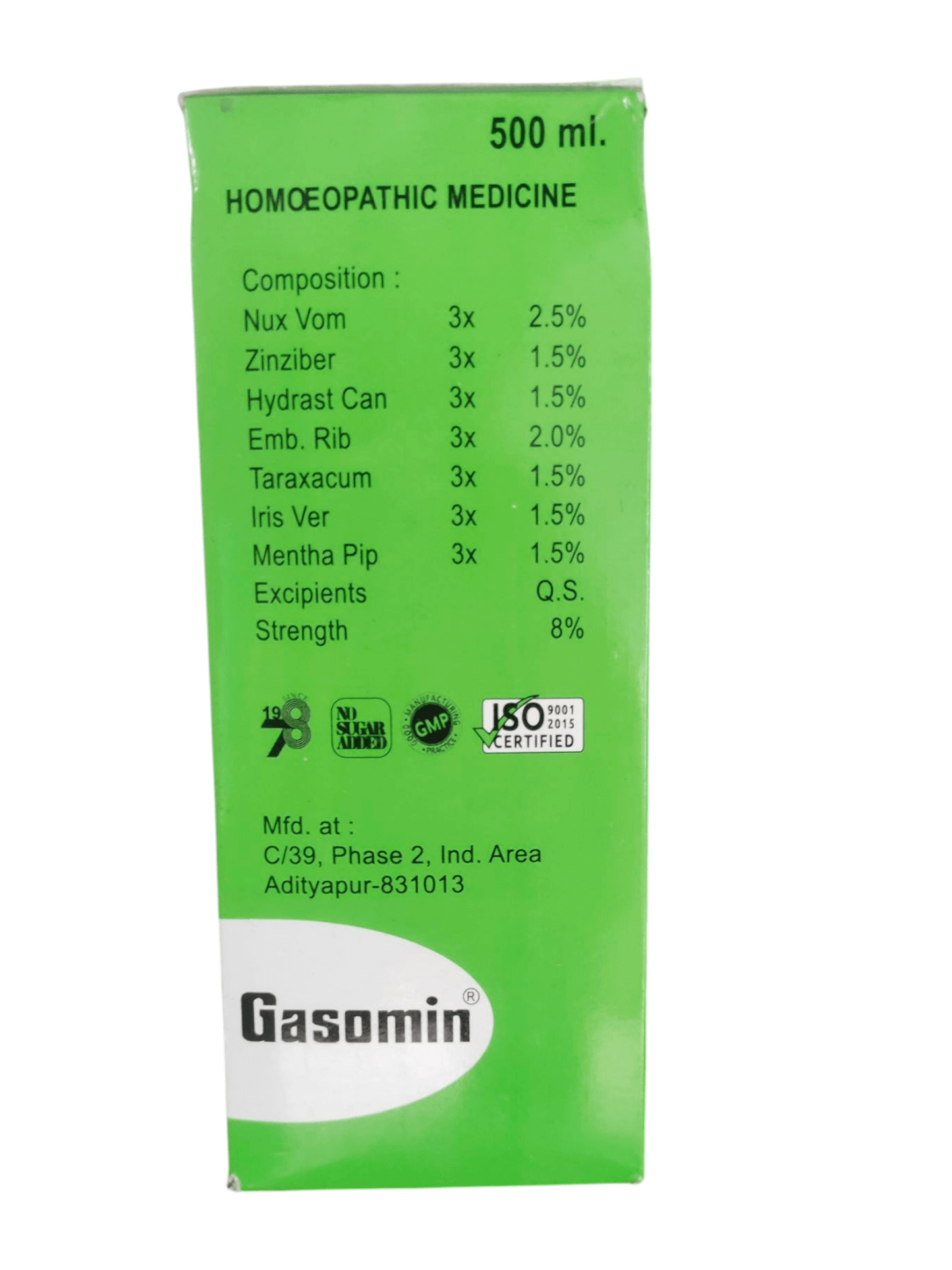 "Gasomin Syrup Homeopathic Medicine 450ml
