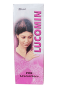 Box of Lucomin for Leucorrhoea with a woman's face on a white background