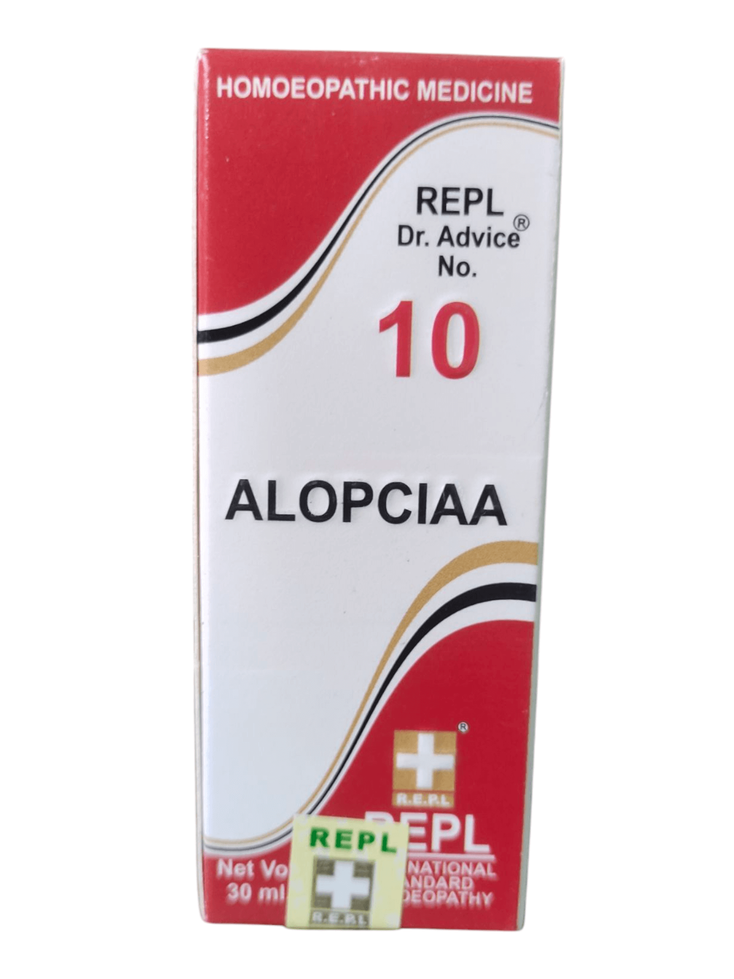 Box of Repl Dr. Advice No. 10 Alopciaa homoeopathic medicine on a white background