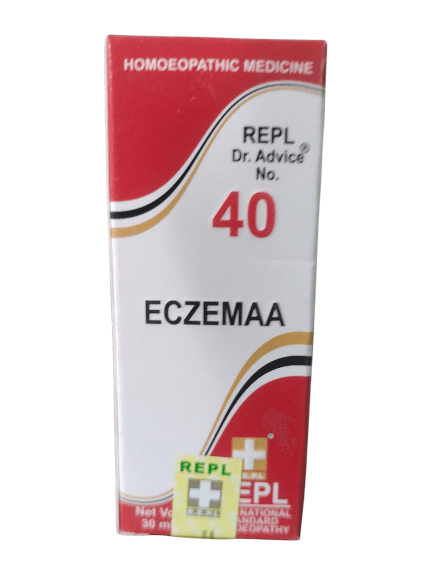 Box of Eczemaa homoeopathic medicine with red and white design