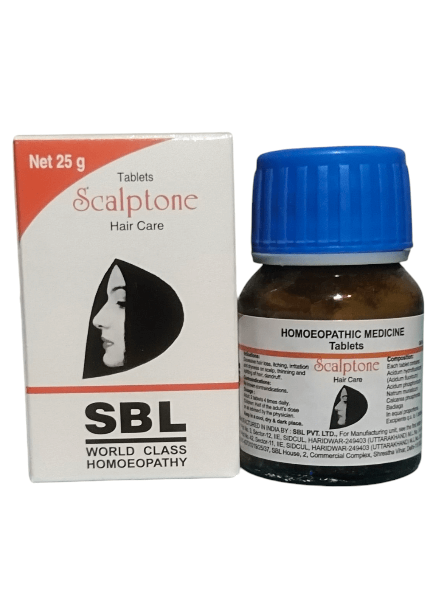 SBL Scalptone hair care product packaging with bottle and box on a white background