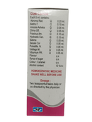 Medicine bottle with label on a white background