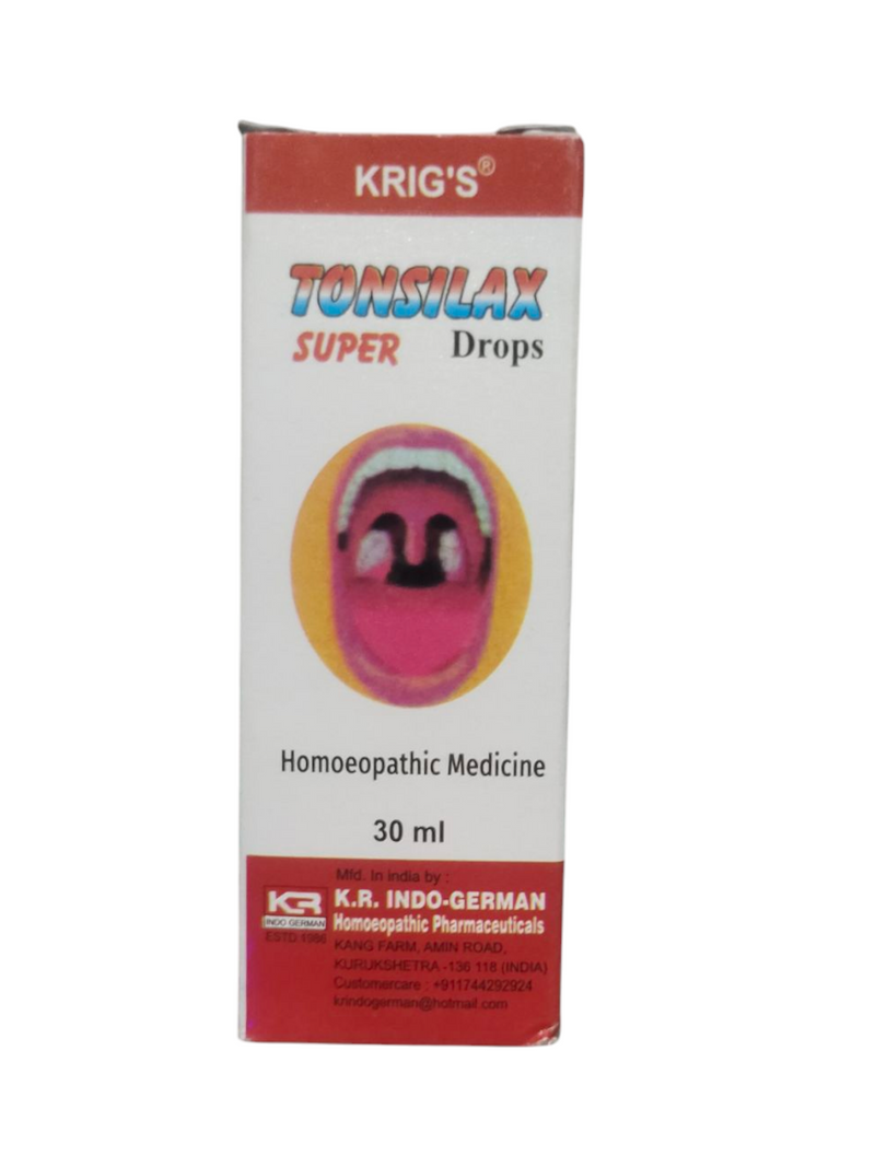KRIG'S TONSILAX SUPER DROPS HOMEOPATHIC MEDICINE 30ML 499Avobe Buying Free Shiping