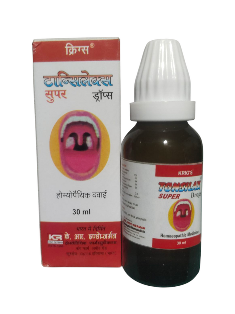 KRIG'S TONSILAX SUPER DROPS HOMEOPATHIC MEDICINE 30ML 499Avobe Buying Free Shiping