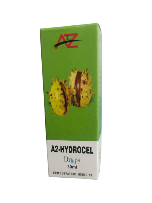Box of A2-Hydrocel Drops with a green background and AZ logo.