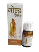 Gold Tablet packaging and bottle on a white background