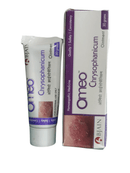 Omeo Chrysophanicum ointment tube and box on a white background