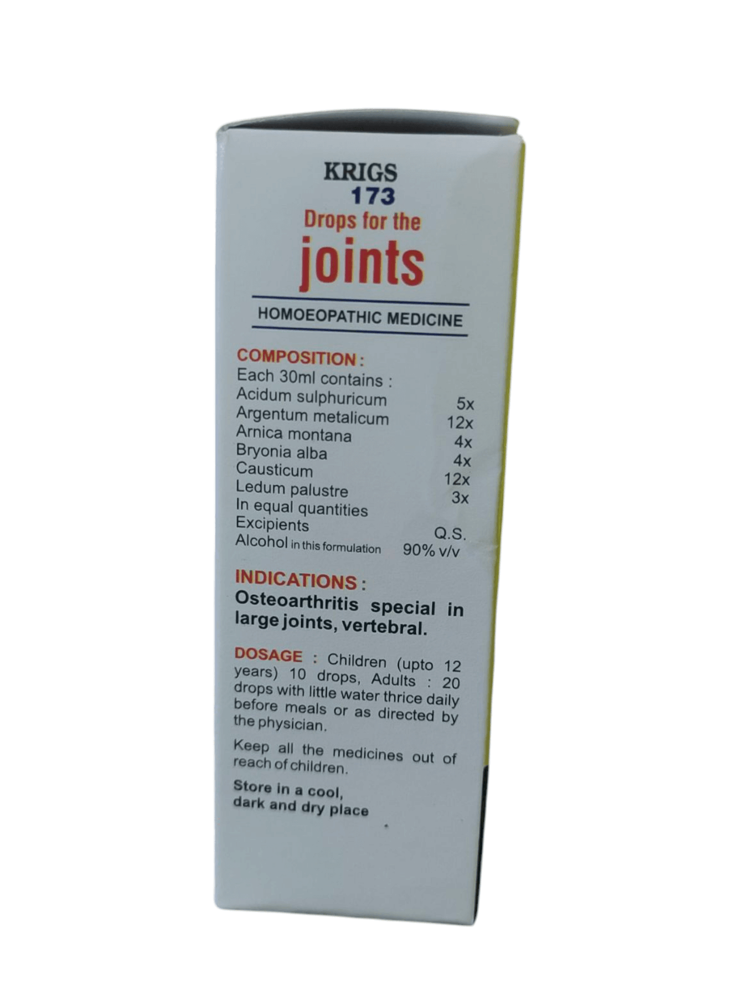 Box of Krigs 173 Drops for the Joints on a white background