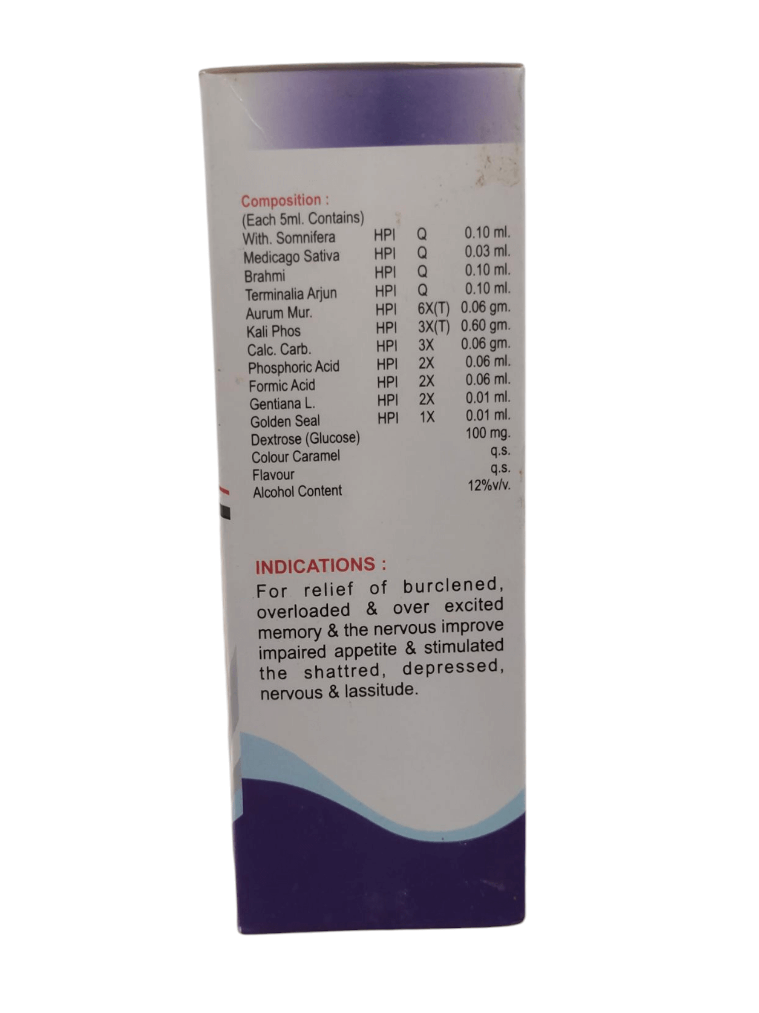 Back label of a cylindrical container with text on a white background