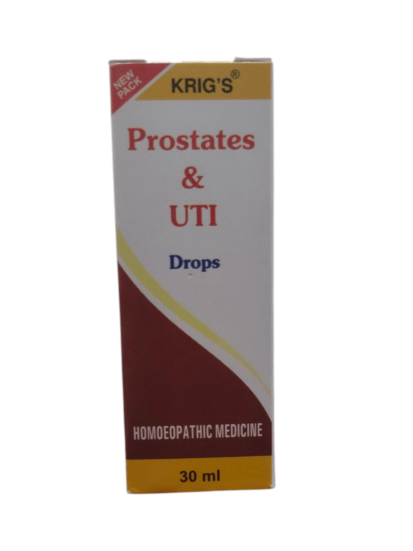 Krig's Prostates & UTI Drops packaging on a white background