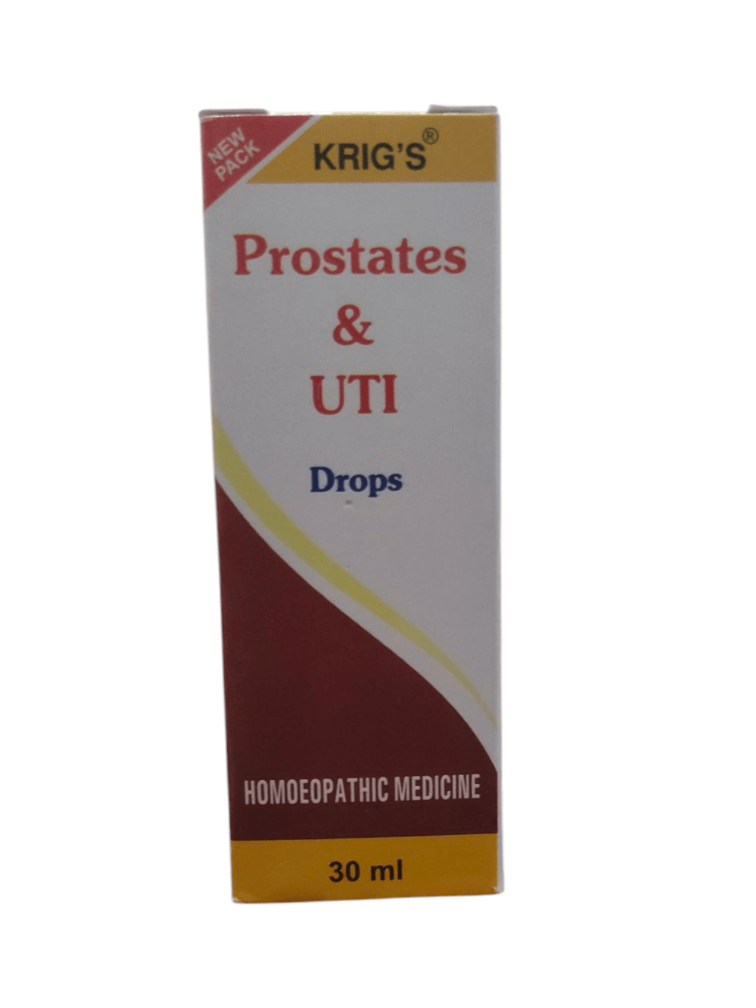 Krig's Prostates & UTI Drops packaging on a white background