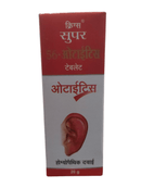 Red and white box of a homeopathic medicine for ear infections on a white background