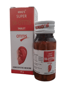 Krig's Super 56-Otitis tablet packaging and bottle on a white background
