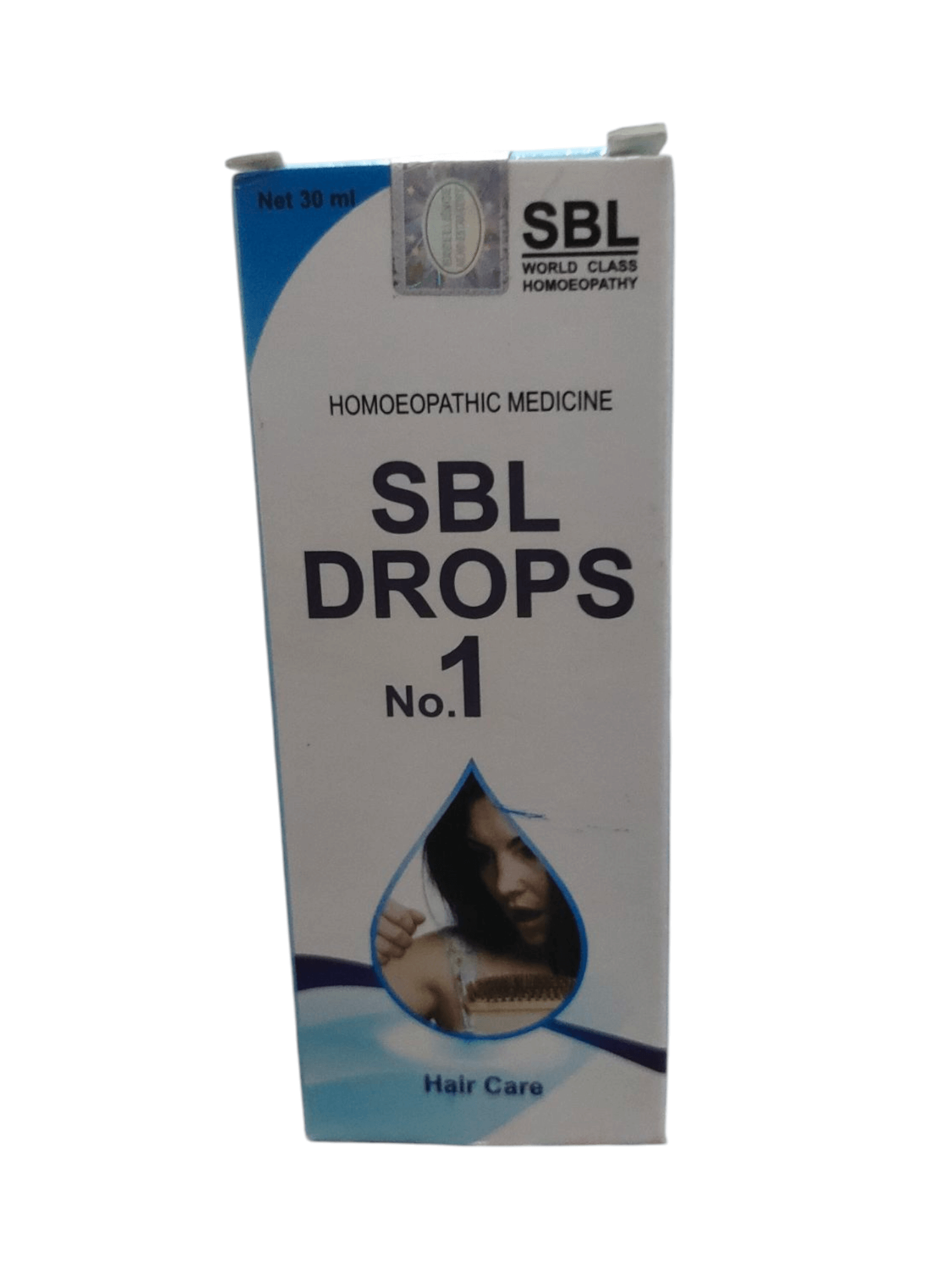 SBL Drops No.1 hair care packaging on a white background