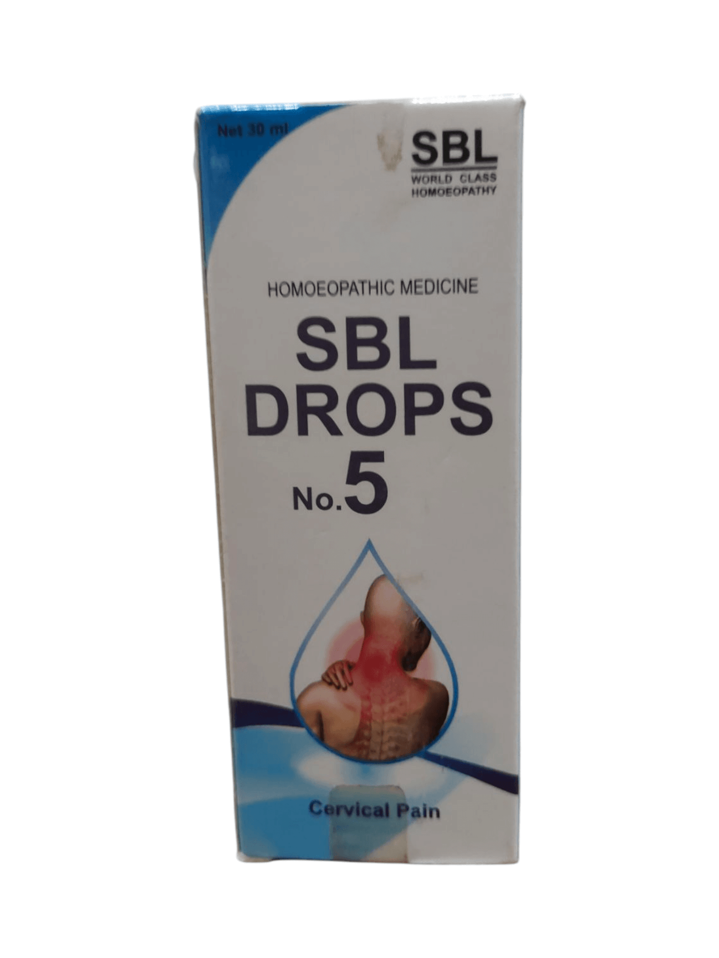 SBL Drops No.5 homoeopathic medicine packaging on a white background