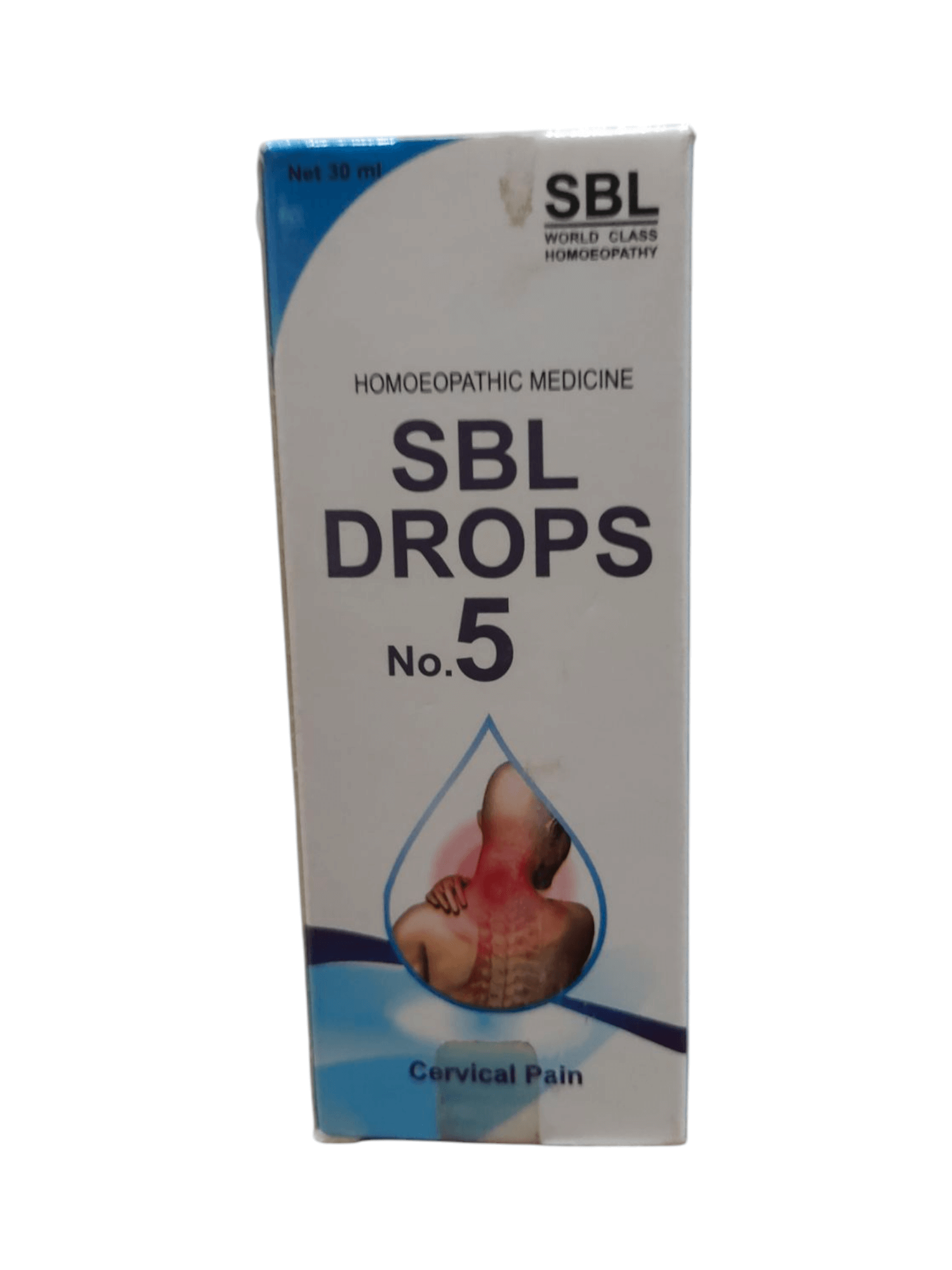 SBL Drops No.5 homoeopathic medicine packaging on a white background