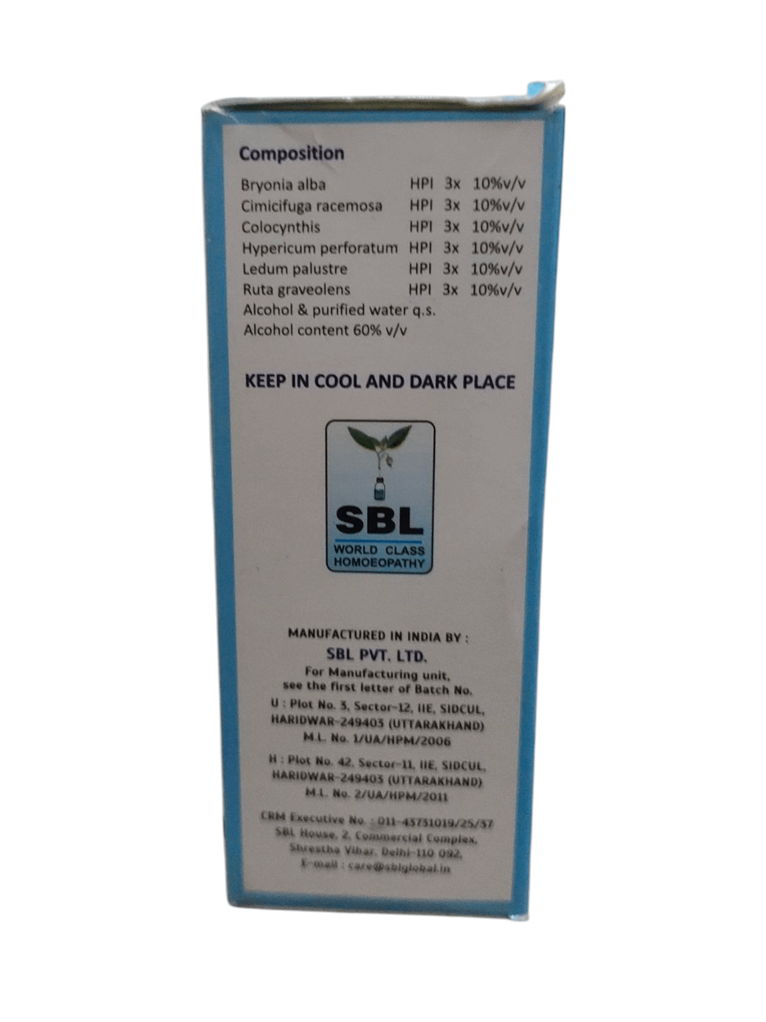 SBL pharmaceuticals packaging with text and logo on a white background