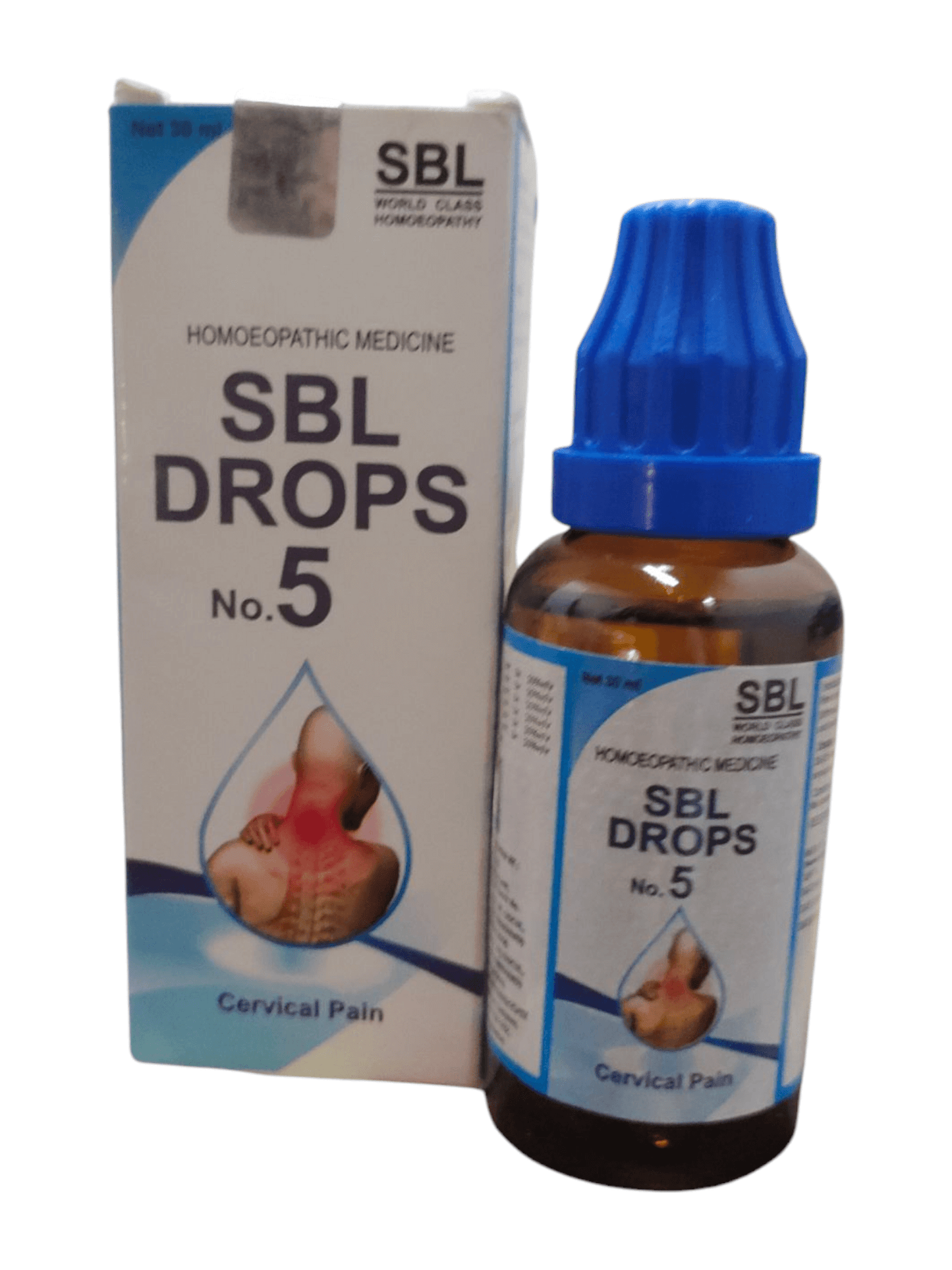 SBL Drops No. 5 bottle and packaging on a white background