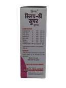 Supplement packaging with text and product details on a white background