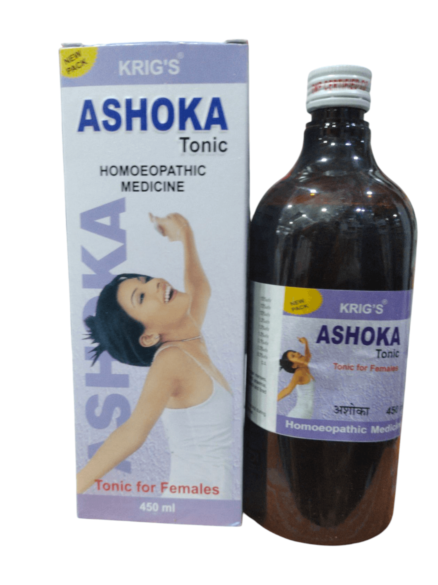 Krig's Ashoka Tonic bottle and packaging on a white background