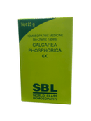 Green box of SBL Calcarea Phosphorica 6X homoeopathic medicine on a white background