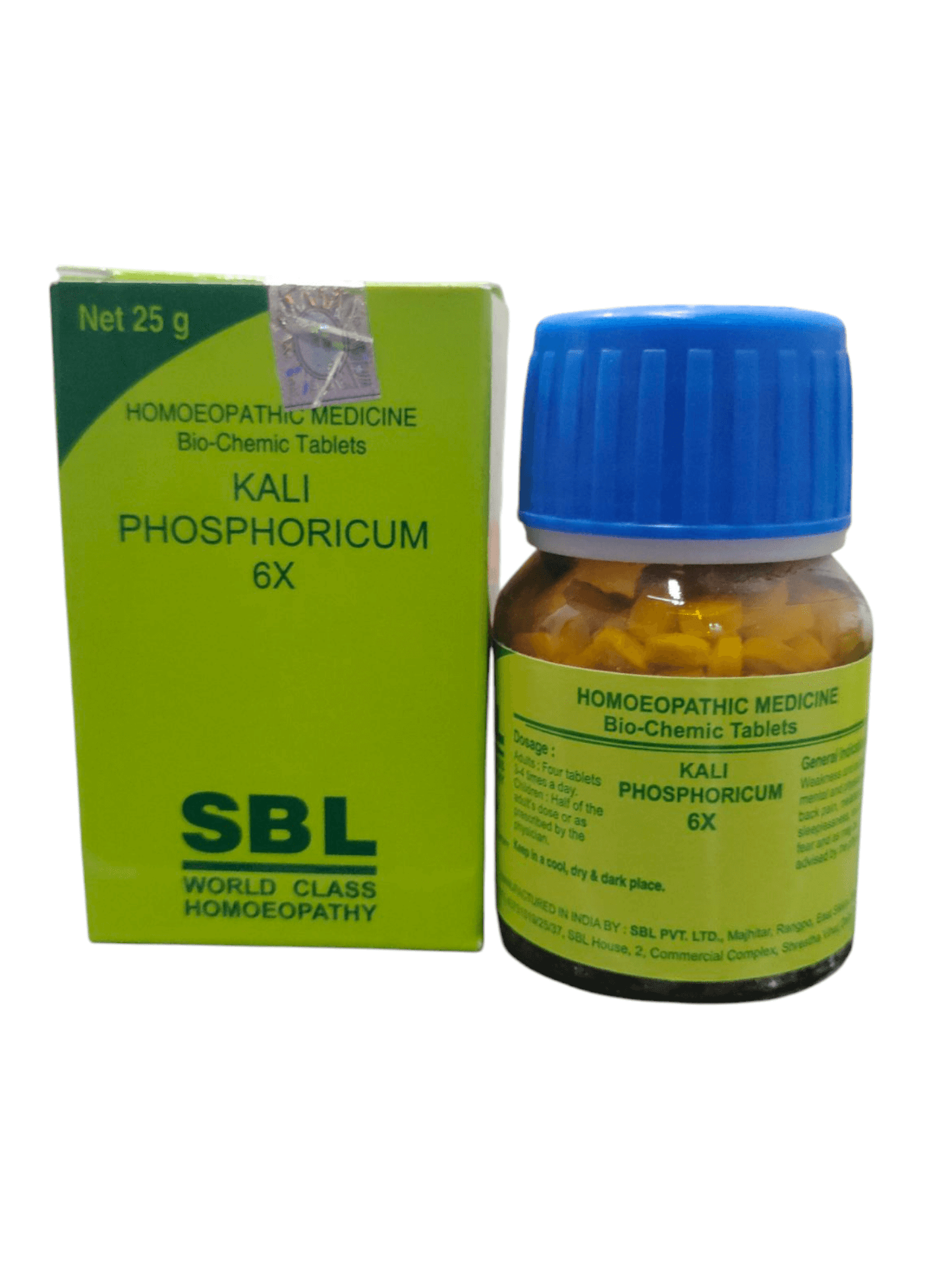 SBL Kali Phosphoricum 6X homeopathic medicine bottle and packaging on a white background