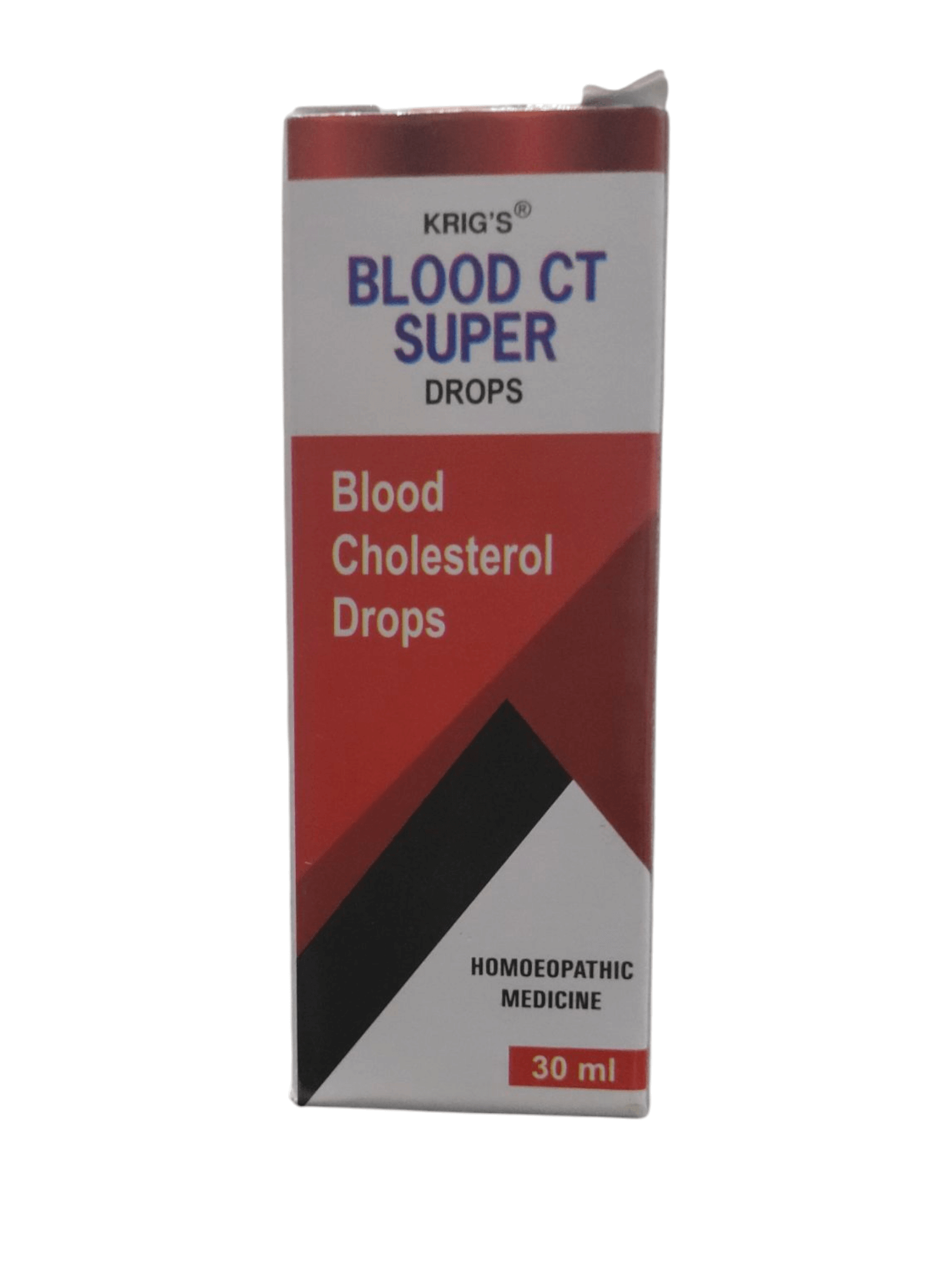 Box of Kriag's Blood CT Super Drops for blood cholesterol on a white background