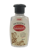 Bottle of PBM Excellence oil with Graphites on a white background