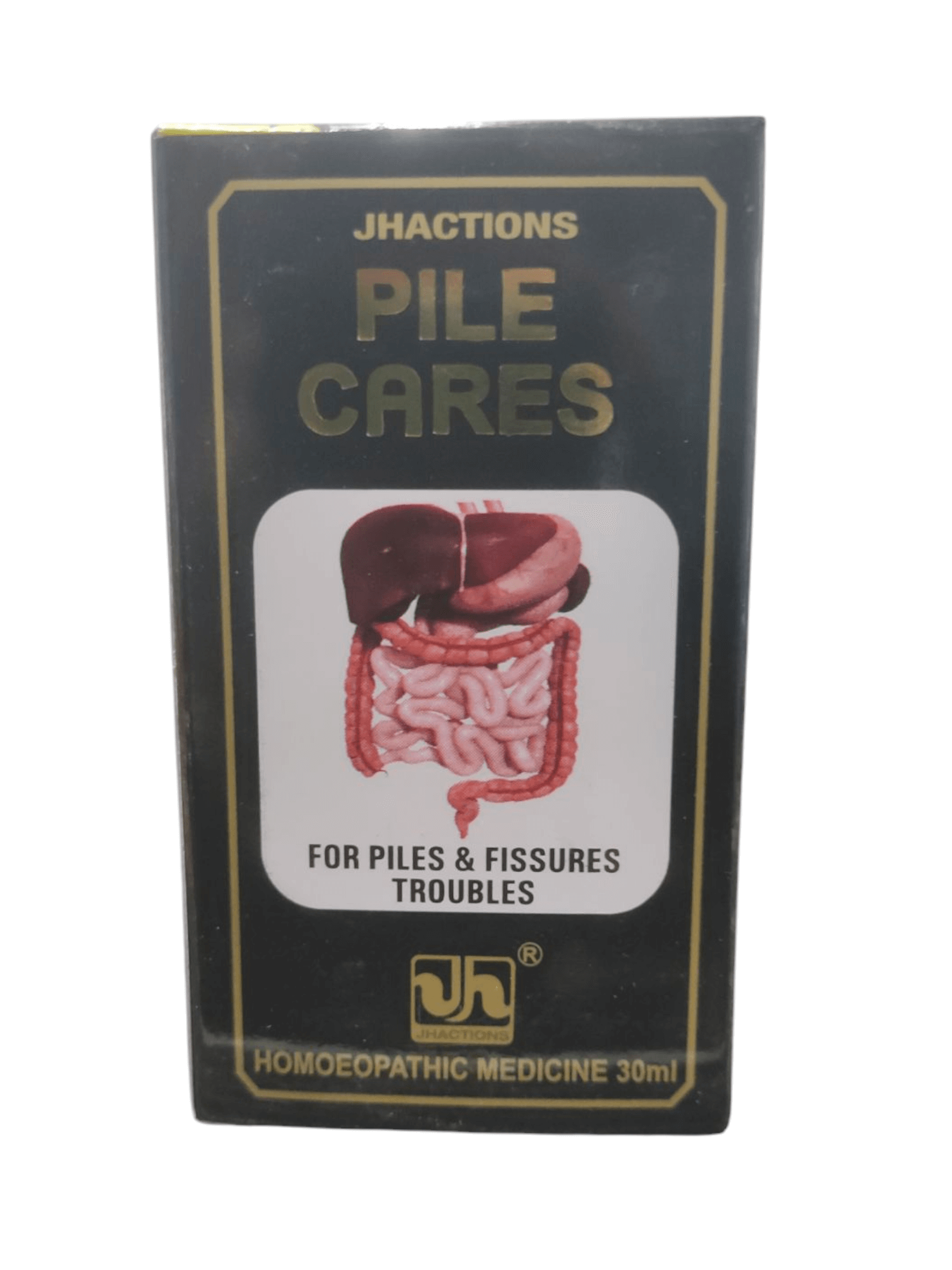 JHACTIONS Pile Cares homeopathic medicine for piles and fissures, 30ml package, effective relief from symptoms.