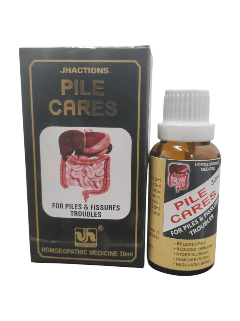 JHACTIONS Pile Cares homeopathic medicine 30ml for piles and fissures, effective pain relief and natural ingredients.