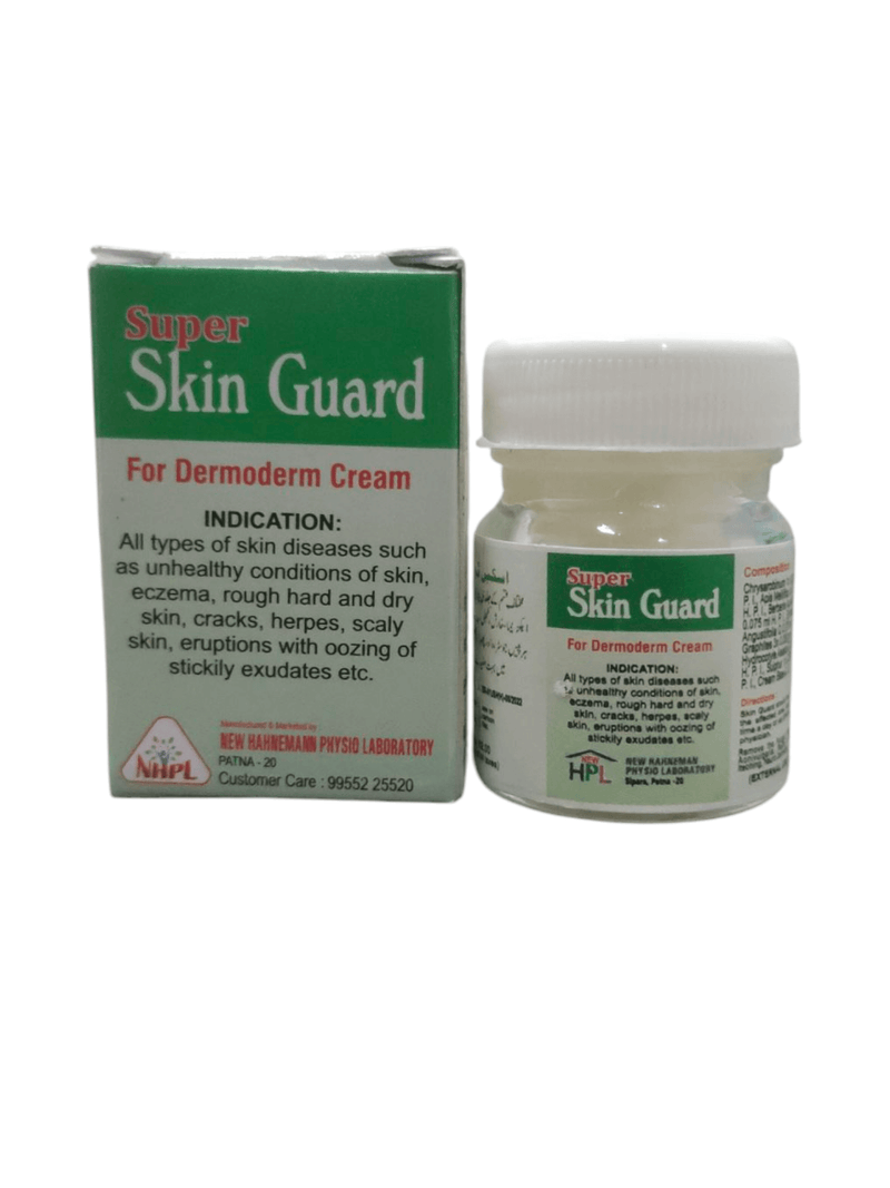 Super Skin Guard for Dermoderm Cream in a jar with packaging for skin protection and healing.