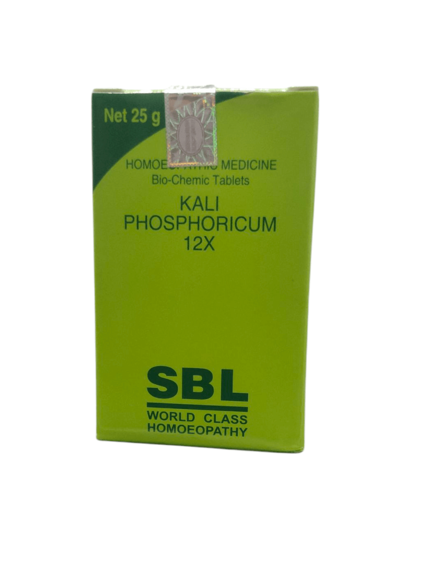 SBL Kali Phosphoricum 12X BIO-CHEMIC Tablets box, homeopathic medicine for nerve health, 25g packaging.