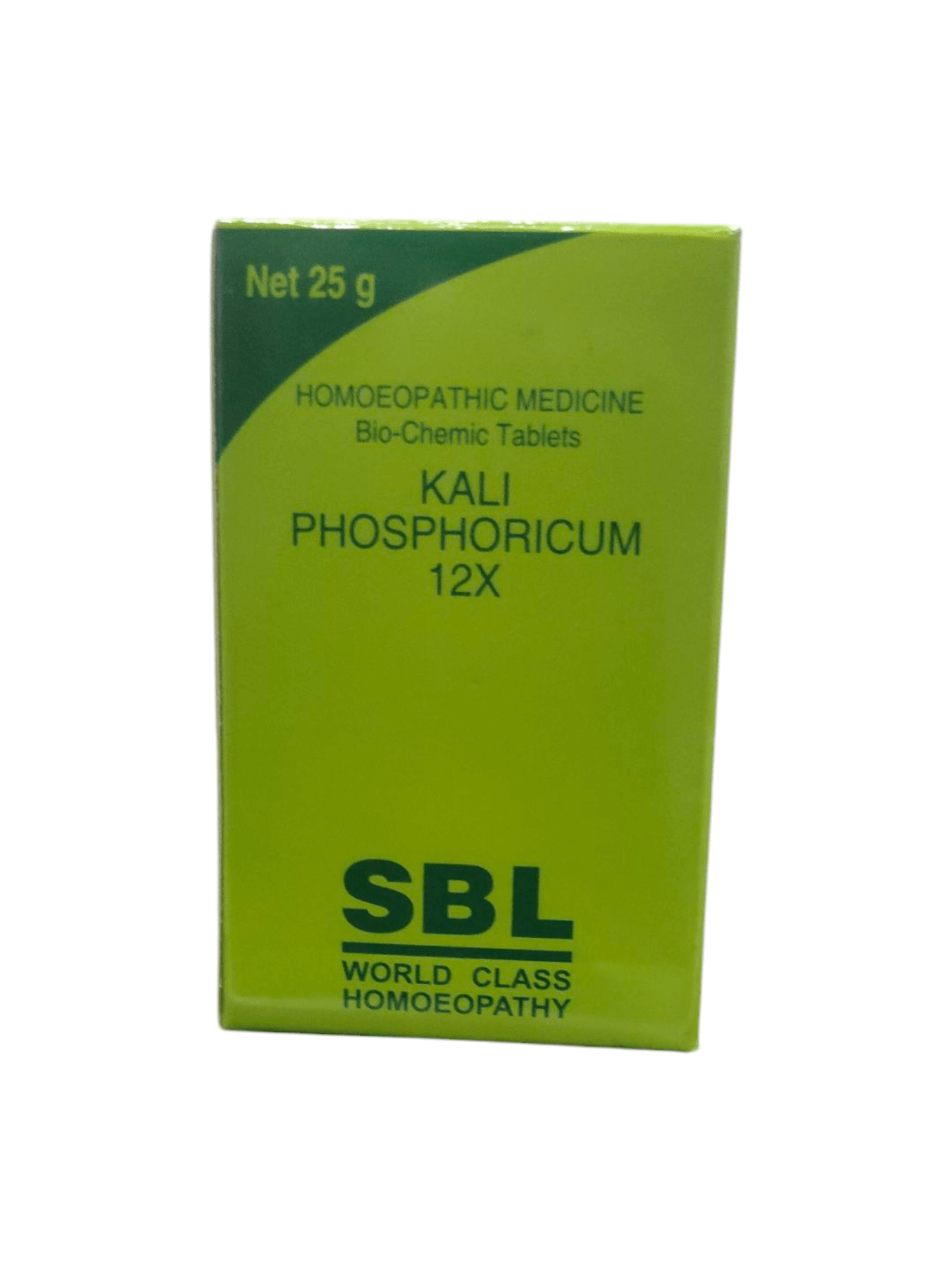 SBL Kali Phosphoricum 12X Bio-Chemic Tablets package, homeopathic remedy for fatigue and nerve health.
