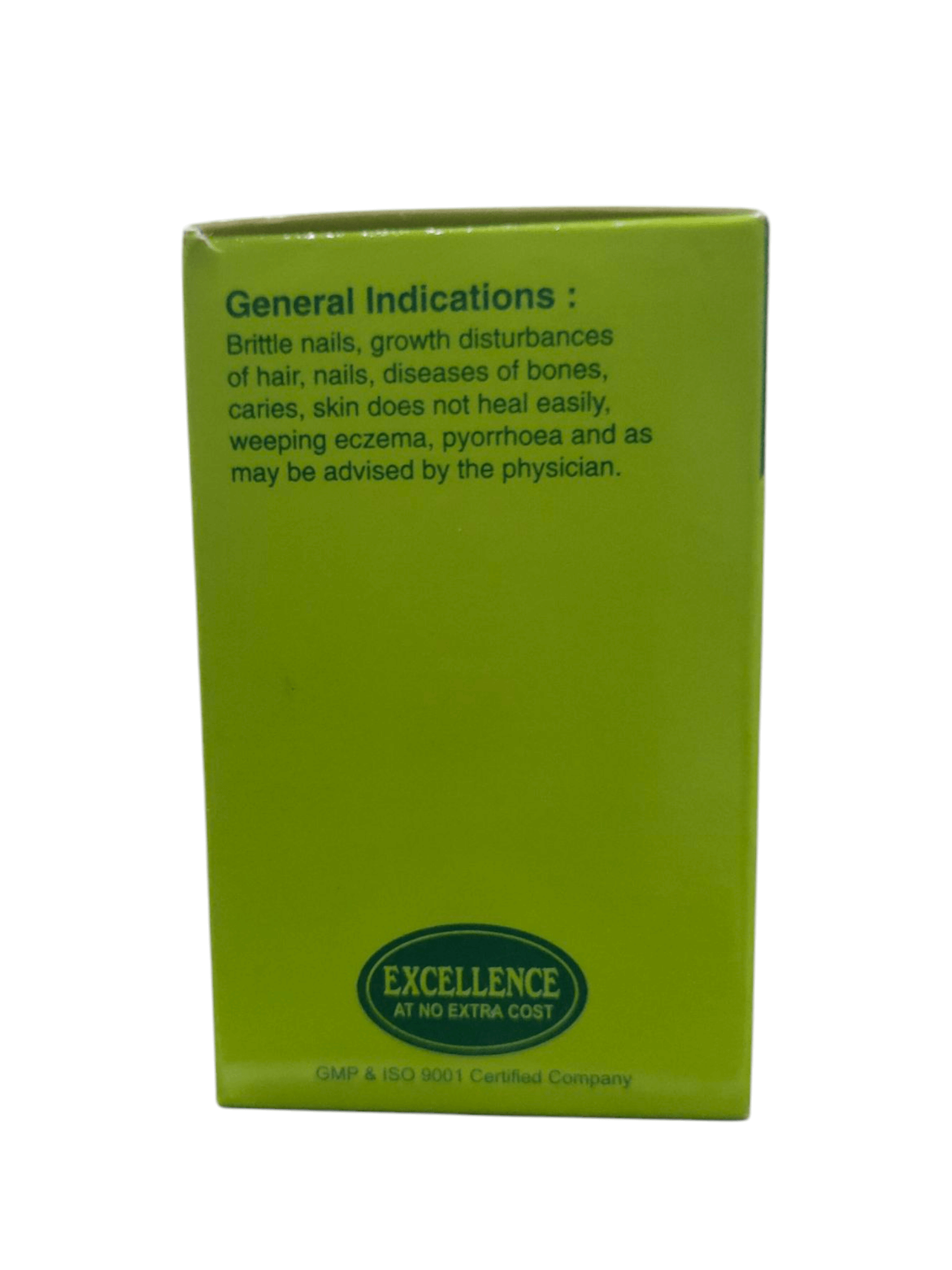 SBL Silicea 6x BIO-CHEMIC Tablets package detailing general indications for skin, hair, and nail health.