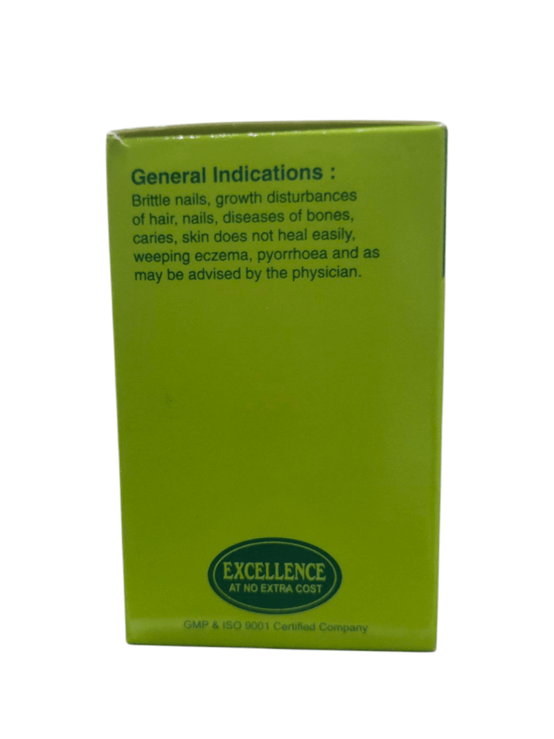 SBL Silicea 6x BIO-CHEMIC Tablets package detailing general indications for skin, hair, and nail health.